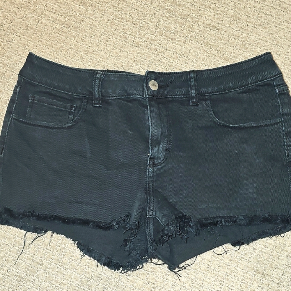 Victoria Secret PINK Black Denim Fray Shorts